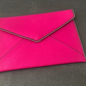 Rebecca Minkoff "Leo" Clutch in Flamingo pink